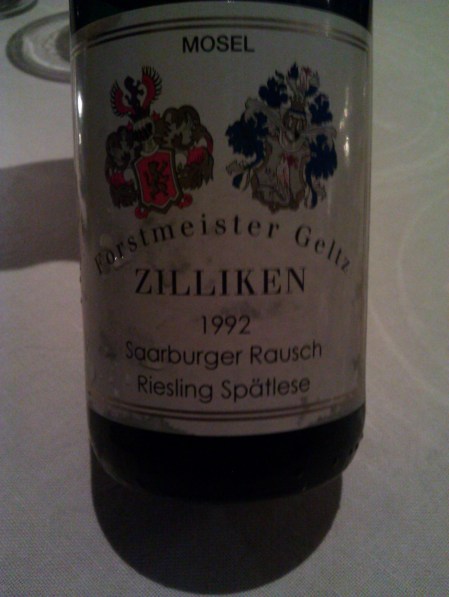 1992 Zilliken Saarburger Rausch Riesling Spatlese