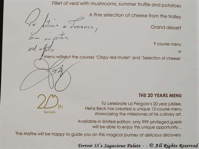 La Pergola - Signed Menu