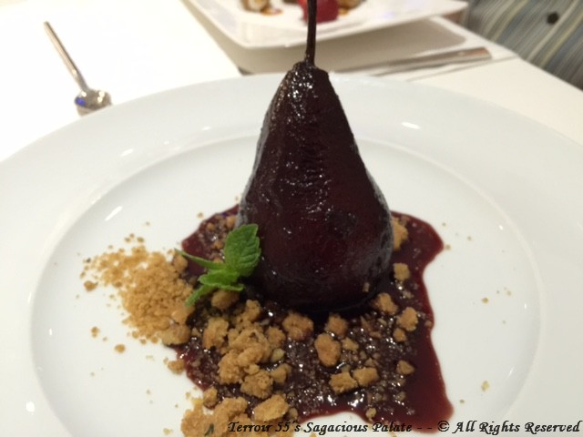 Wine poached pear