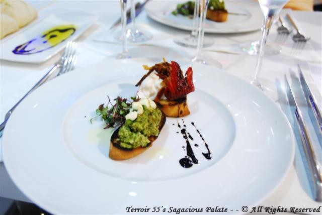 Broccoli & Cheese Bruschetta and Burrata Cheese, Bacon & Strawberries Bruschetta