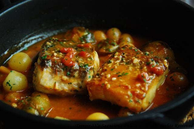 Sea bass with fresh herbs and vegetables