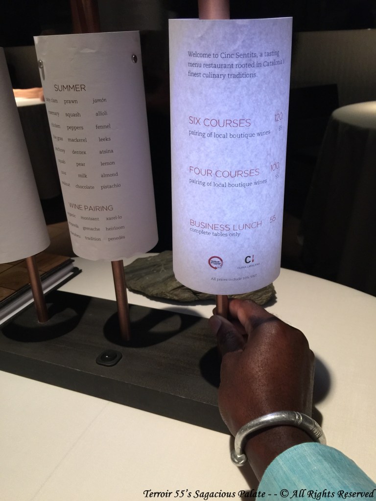 Cinc Sentits - Menu