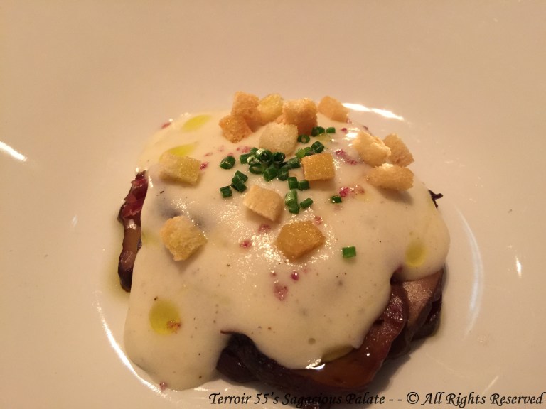 Ceps Confitado Con Ibérico, Espuma De Patata