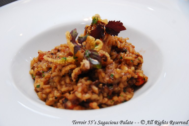 Lobster and Black Pudding Rice with Fried Baby Squid