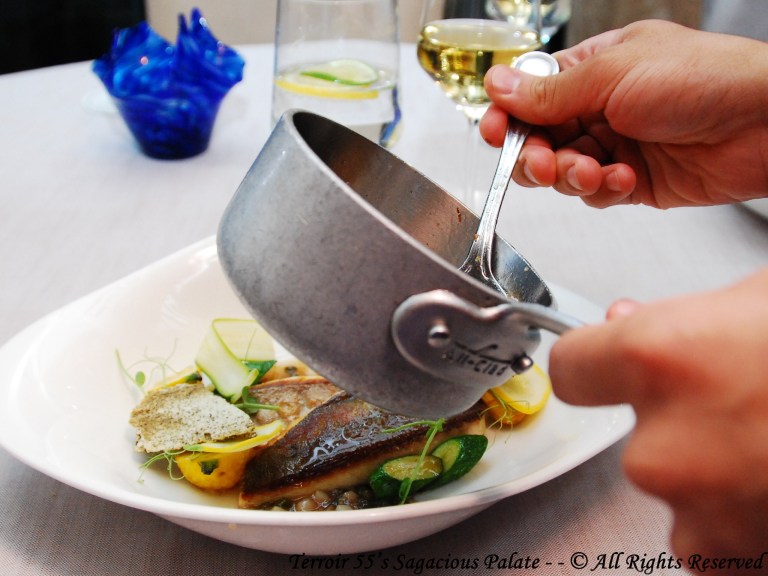 Pompano, dehydrated caper meringue, summer squash, yuzu-brown butter