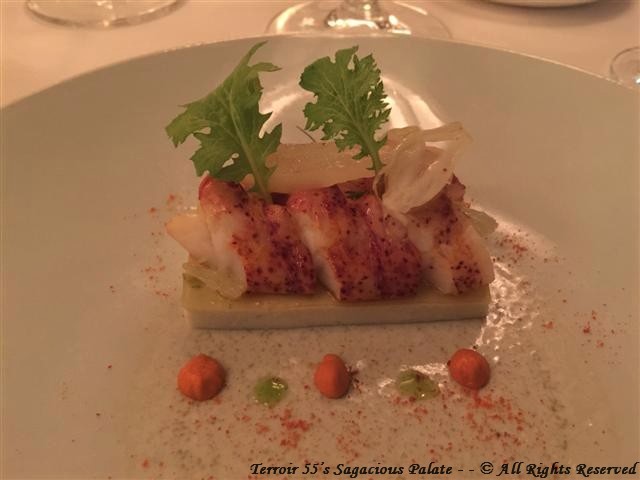 Main Lobster Salad Coconut – Fennel Panna Cotta Coral Cream, Pickled Buddha Hand Lemon HOMARD