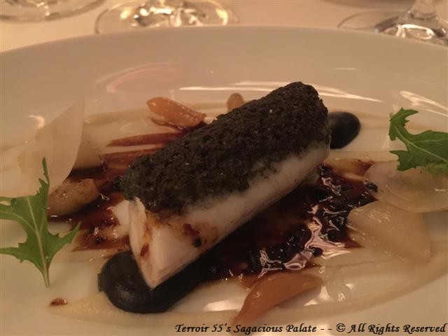 Black Truffle Crusted Dover Sole Salsify, Crosnes, “Sauce Périgueux” SOLE
