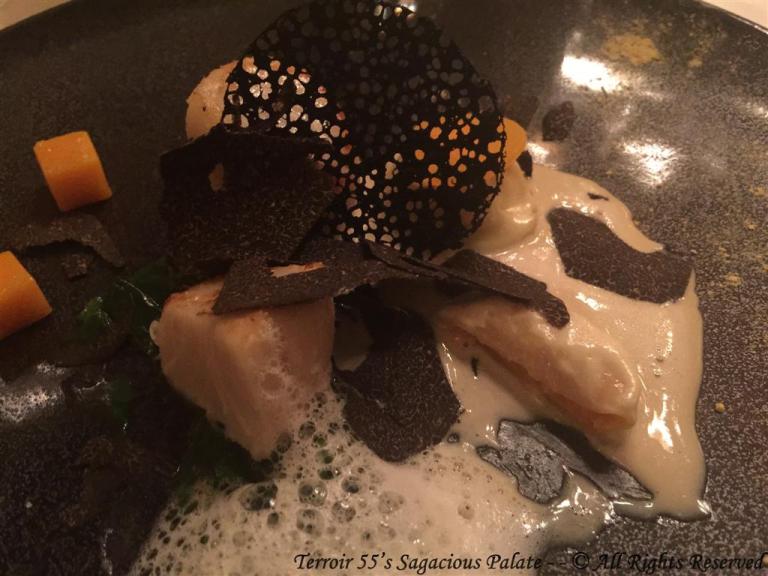 Scallops from Chausey, delicate ravioli of pumpkin and young spinach Scallops from Chausey, delicate ravioli of pumpkin and young spinach