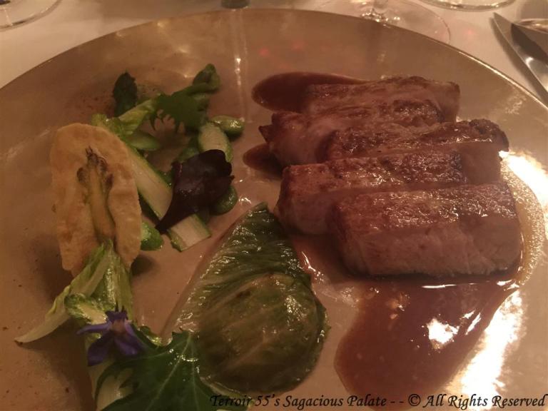 Veal from Limousin breeding, romaine lettuce and broad beans, candied shoulder of veal Veal from Limousin breeding, romaine lettuce and broad beans, candied shoulder of veal