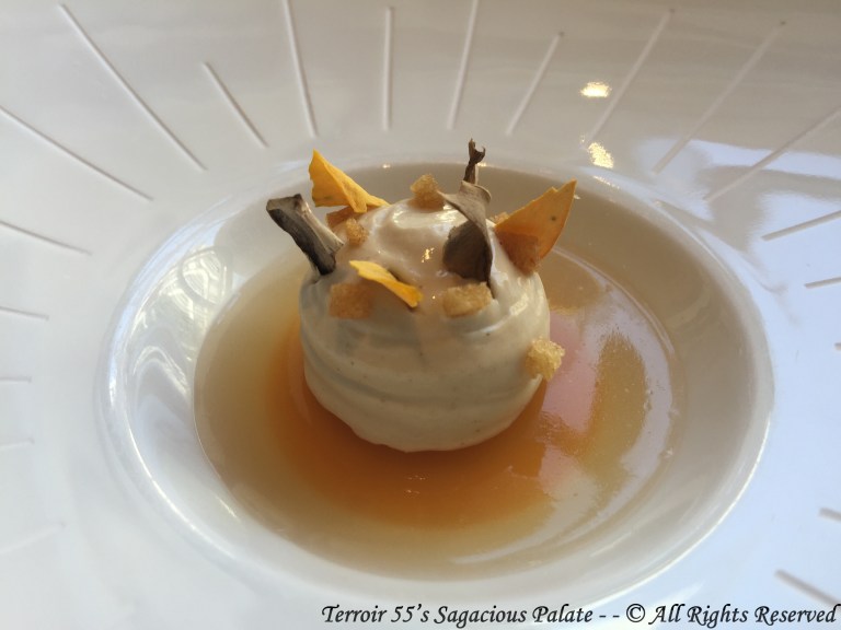 Pumpkin purée with chestnut jelly and Paris mushroom foam